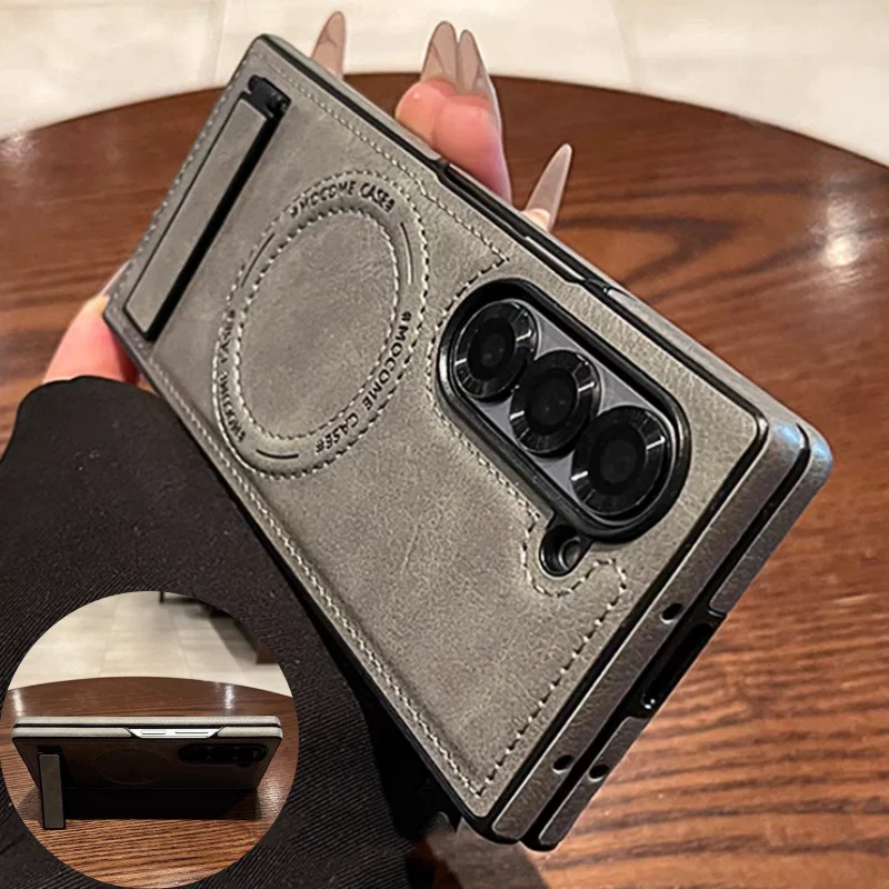 Retro Handset Phone - Retro Leather Hidden Tripod Phone Case